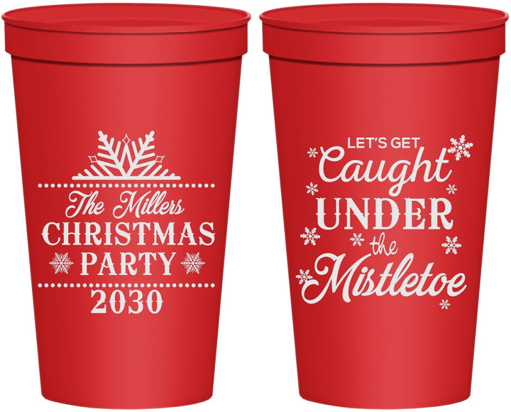 Personalized Christmas 22 oz Stadium Cups - Mistletoe | 280092