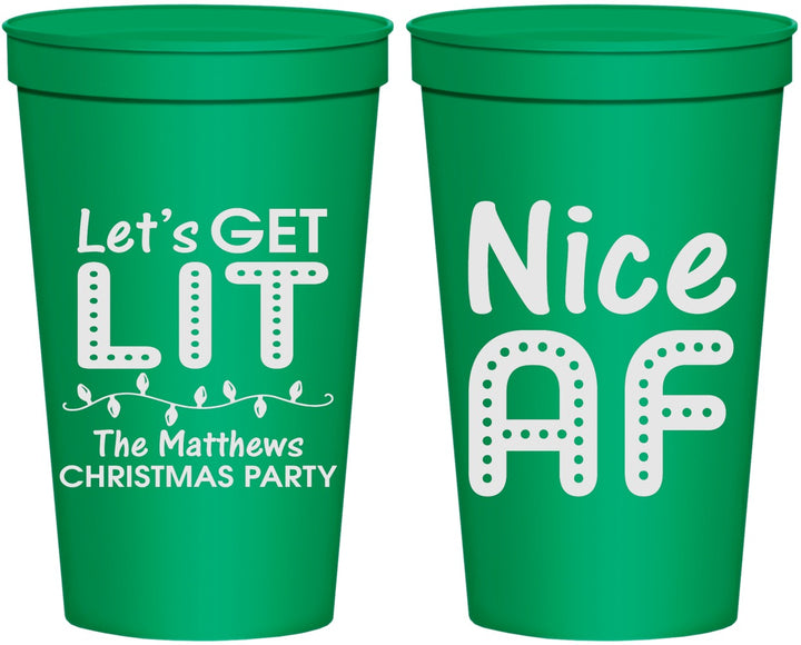 Personalized Christmas 22 oz Stadium Cups - Nice Af | 280093