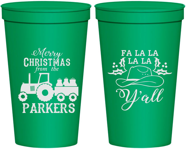 Personalized Christmas 22 oz Stadium Cups - Country | 280097