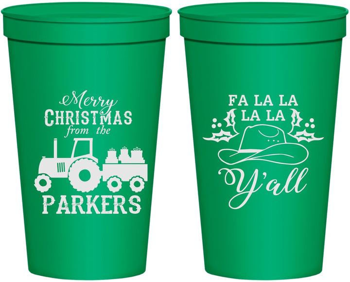 Personalized Christmas 22 oz Stadium Cups - Country | 280097