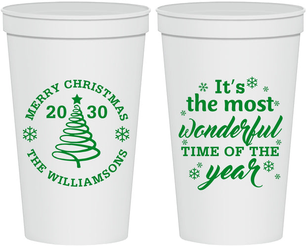 Personalized Christmas 22 oz Stadium Cups - Wonderful Time For A Beer | 280099