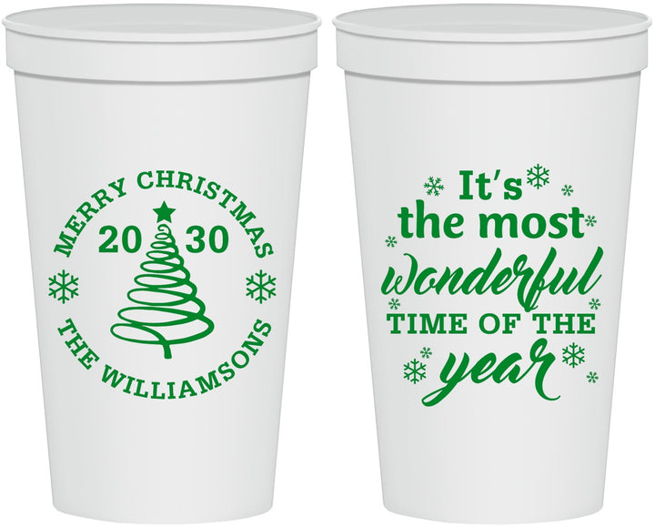 Personalized Christmas 22 oz Stadium Cups - Wonderful Time For A Beer | 280099
