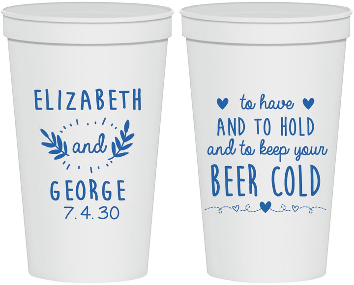 Personalized Wedding 22 oz Stadium Cups - To Have And To Hold | 281