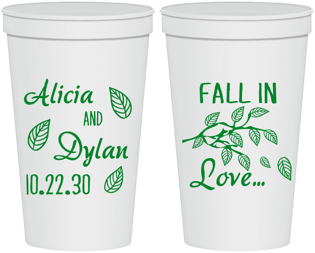 Personalized Wedding 22 oz Stadium Cups - Fall In Love | 283