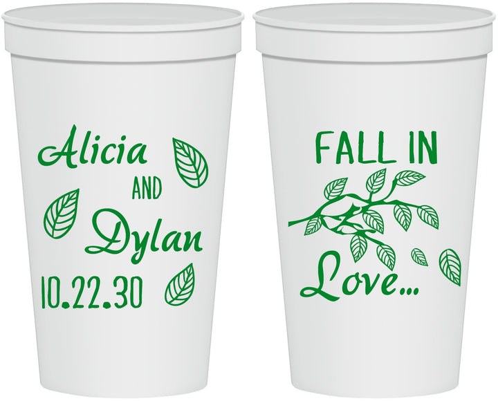 Personalized Wedding 22 oz Stadium Cups - Fall In Love | 283