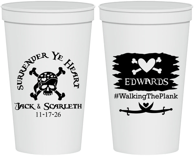 Personalized Wedding 22 oz Stadium Cups - Pirate | 286