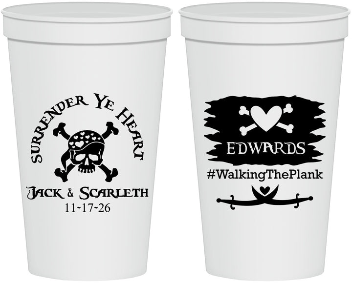 Personalized Wedding 22 oz Stadium Cups - Pirate | 286