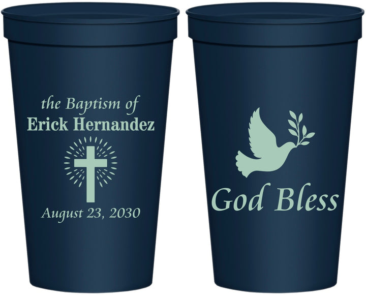 Personalized Baptism 22 oz Stadium Cups - God Bless | 290005