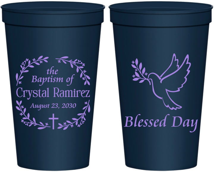 Personalized Baptism 22 oz Stadium Cups - Blessed Day | 290006