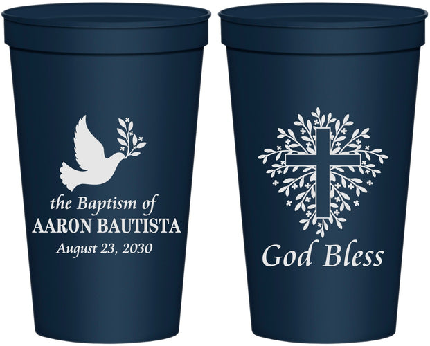 Personalized Baptism 22 oz Stadium Cups - God Bless | 290007