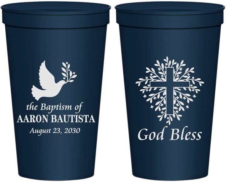 Personalized Baptism 22 oz Stadium Cups - God Bless | 290007