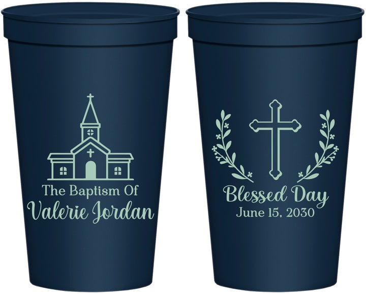Personalized Baptism 22 oz Stadium Cups - Blessed Day | 290009