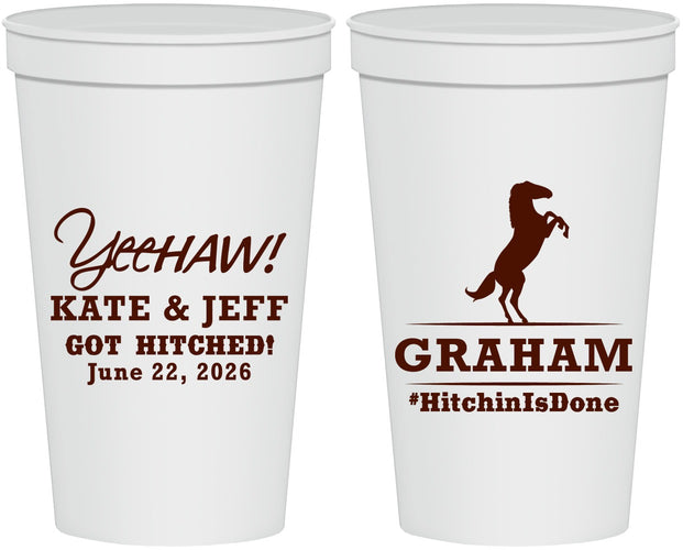 Personalized Wedding 22 oz Stadium Cups - Got Hitched | 296