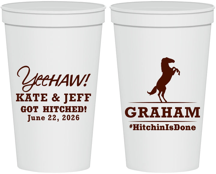 Personalized Wedding 22 oz Stadium Cups - Got Hitched | 296
