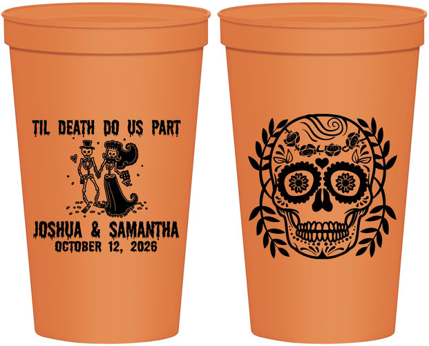 Personalized Wedding 22 oz Stadium Cups - Til Death Do Us Part | 297