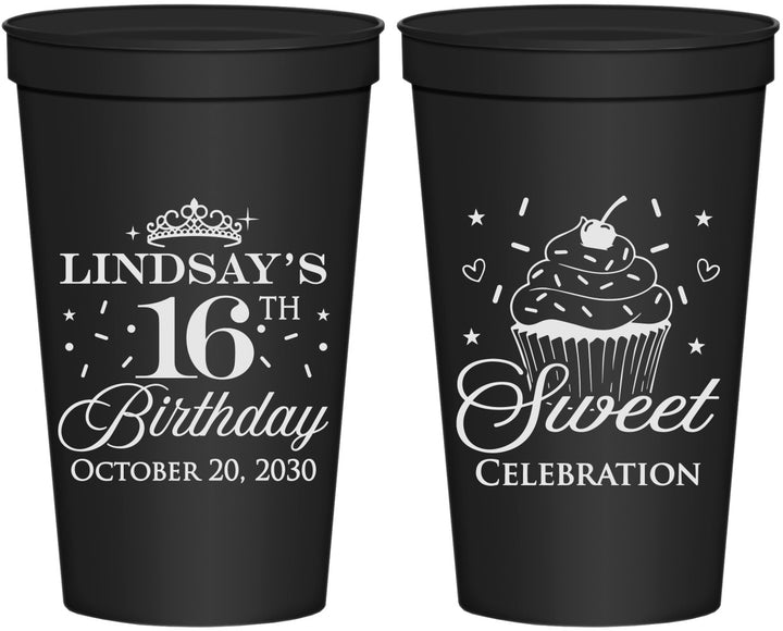 Personalized 16th Birthday 22 oz Stadium Cups - Cupcake | 300000