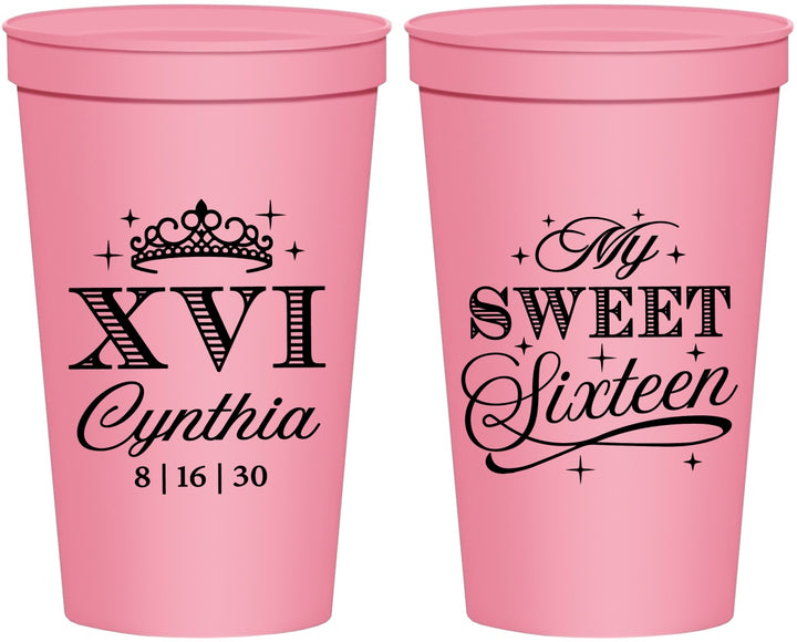 Personalized 16th Birthday 22 oz Stadium Cups - Tiara | 300003
