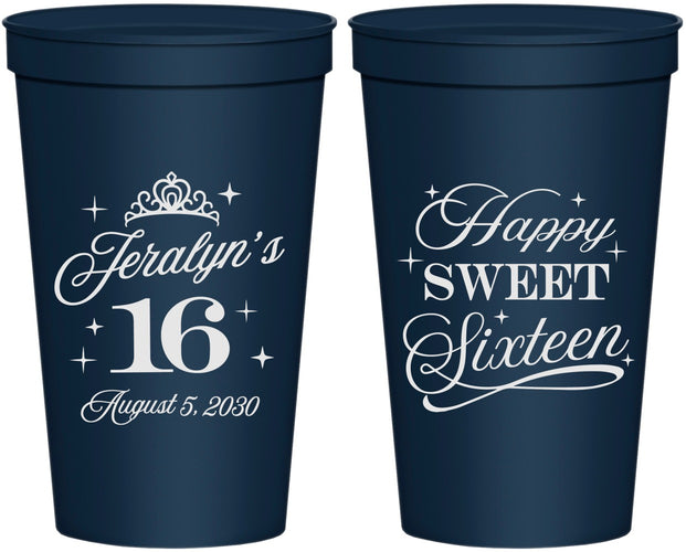 Personalized 16th Birthday 22 oz Stadium Cups - Tiara | 300004
