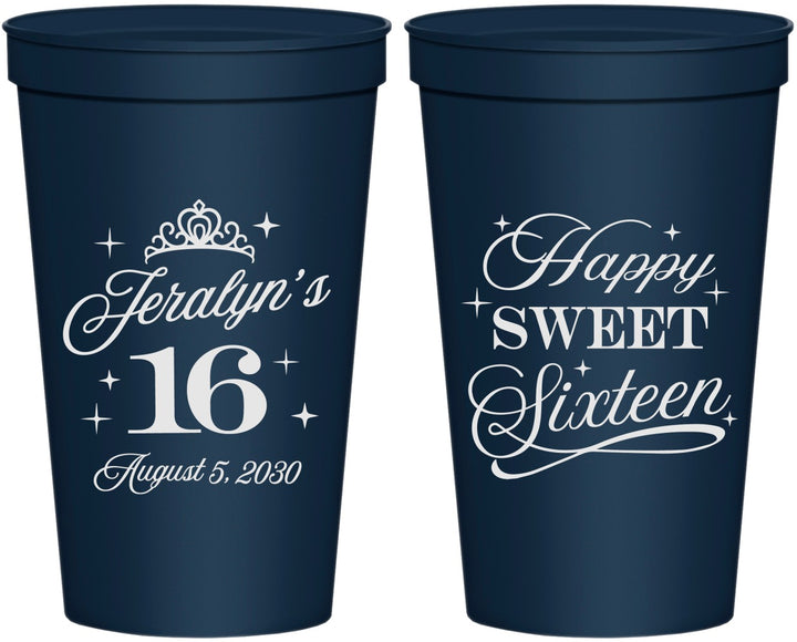 Personalized 16th Birthday 22 oz Stadium Cups - Tiara | 300004