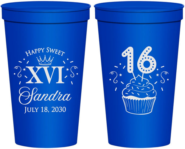 Personalized 16th Birthday 22 oz Stadium Cups - Cupcake | 300007