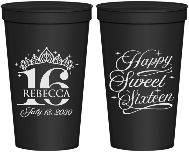 Personalized 16th Birthday 22 oz Stadium Cups - Tiara | 300008