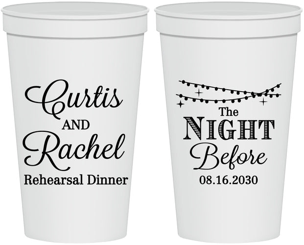 Personalized Rehearsal Dinner 22 oz Stadium Cups - The Night Before | 30006