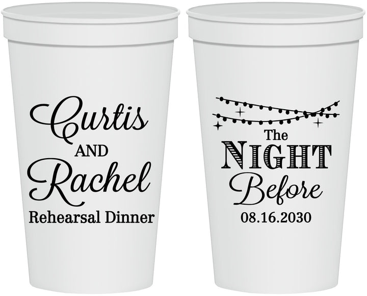 Personalized Rehearsal Dinner 22 oz Stadium Cups - The Night Before | 30006