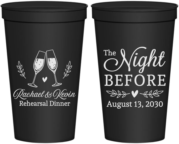 Personalized Rehearsal Dinner 22 oz Stadium Cups - The Night Before | 30008