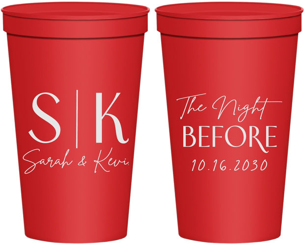 Personalized Rehearsal Dinner 22 oz Stadium Cups - The Night Before | 30009