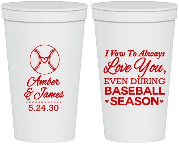 Personalized Wedding 22 oz Stadium Cups - Baseball | 303