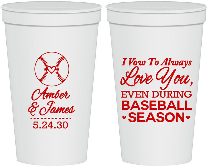 Personalized Wedding 22 oz Stadium Cups - Baseball | 303