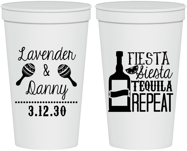 Personalized Wedding 22 oz Stadium Cups - Fiesta Siesta Tequila Repeat | 306