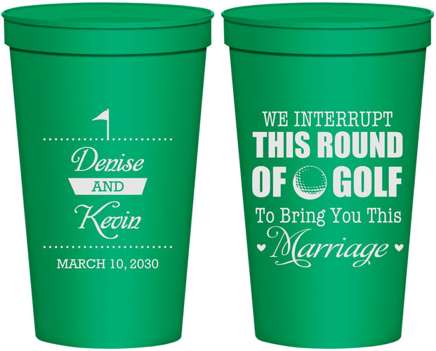 Personalized Wedding 22 oz Stadium Cups - We Interrupt Golf | 309