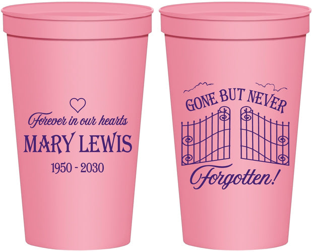 Personalized Memorial 22 oz Stadium Cups - Gone But Never Forgotten | 310001