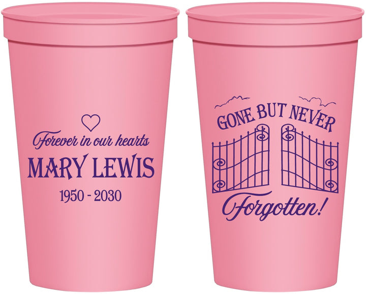 Personalized Memorial 22 oz Stadium Cups - Gone But Never Forgotten | 310001