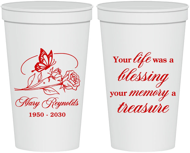 Personalized Memorial 22 oz Stadium Cups - Life Blessing Memory | 310005