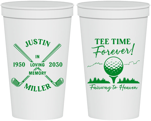Personalized Memorial 22 oz Stadium Cups - Fairway To Heavens | 310007