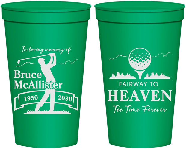 Personalized Memorial 22 oz Stadium Cups - Fairway To Heavens | 310008