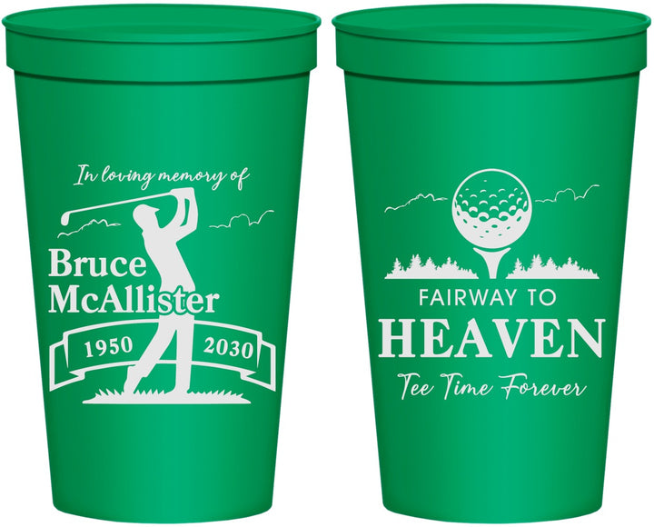 Personalized Memorial 22 oz Stadium Cups - Fairway To Heavens | 310008