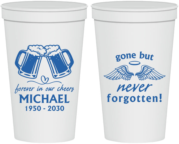 Personalized Memorial 22 oz Stadium Cups - Gone But Never Forgotten | 310010