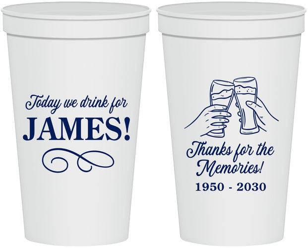 Personalized Memorial 22 oz Stadium Cups - Thanks For The Memories | 310011