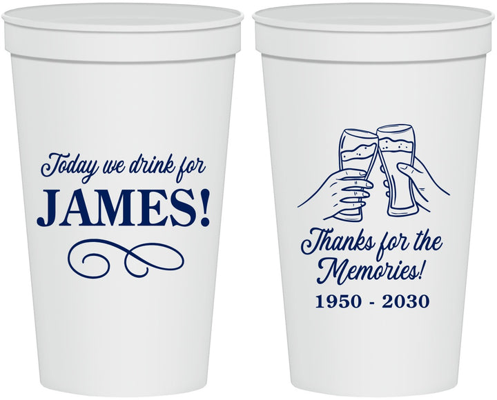 Personalized Memorial 22 oz Stadium Cups - Thanks For The Memories | 310011