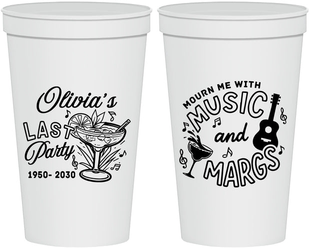 Personalized Memorial 22 oz Stadium Cups - Mourn Me With Music | 310012