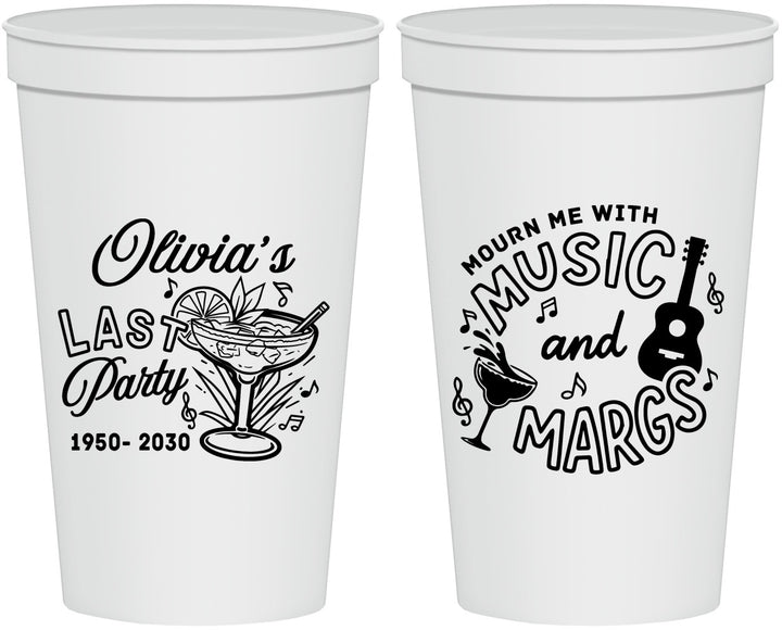 Personalized Memorial 22 oz Stadium Cups - Mourn Me With Music | 310012