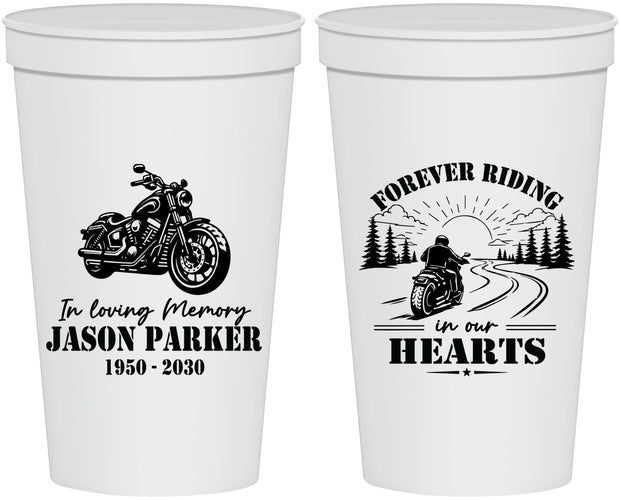 Personalized Memorial 22 oz Stadium Cups - Riding In Our Hearts | 310014