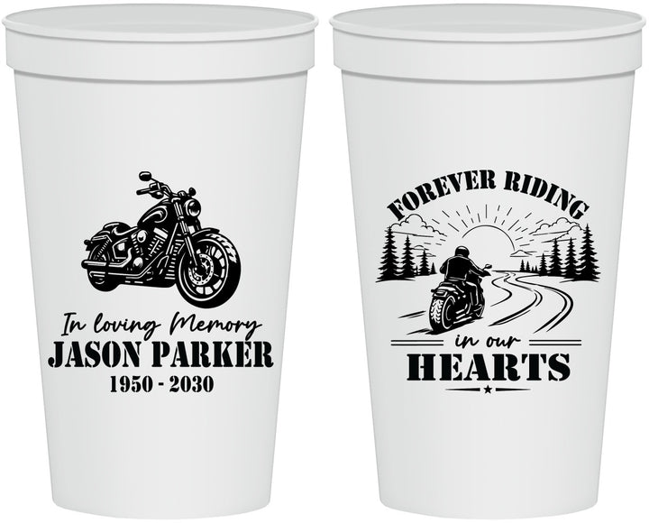 Personalized Memorial 22 oz Stadium Cups - Riding In Our Hearts | 310014