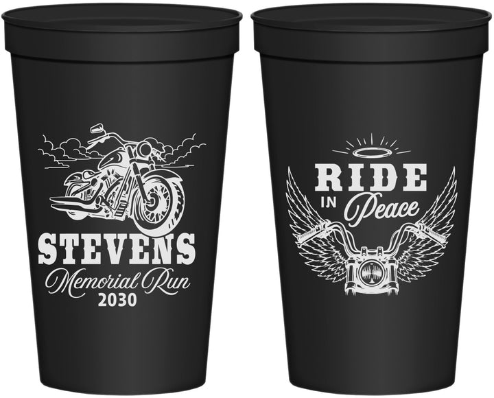 Personalized Memorial 22 oz Stadium Cups - Ride In Peace | 310015