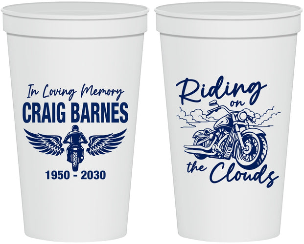 Personalized Memorial 22 oz Stadium Cups - Riding On The Clouds | 310017