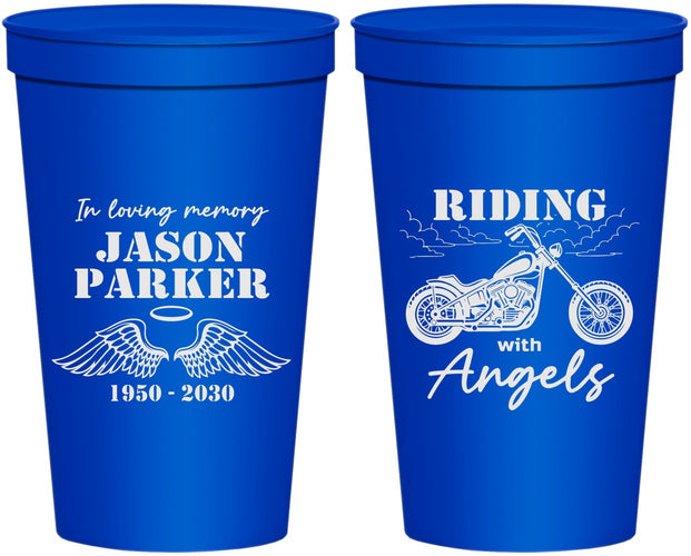 Personalized Memorial 22 oz Stadium Cups - Riding With Angels | 310018
