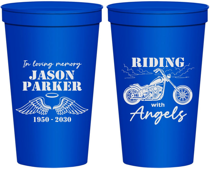 Personalized Memorial 22 oz Stadium Cups - Riding With Angels | 310018